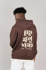 Load image into Gallery viewer, KEEP FASHION WEIRD BROWN ZIP UP HOODIE
